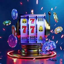 Mega Sevens slot game interface on mobile showing five reels, spin button, and stake controls